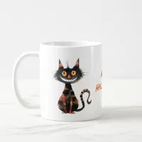 Happy Halloween Scary Black Cat Coffee Cocoa Mug