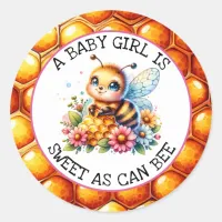 Honey bee themed Girl's Baby Shower  Classic Round Sticker