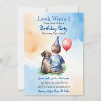 Look Who's 1 | Boy's First Birthday Party  Invitation