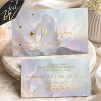 Iridescent Floral Gold Foil Business Cards