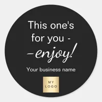 Customer shopping black business logo wrapping classic round sticker