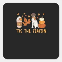 Tis The Season German Shorthaired Dog Fall Pumpkin Square Sticker