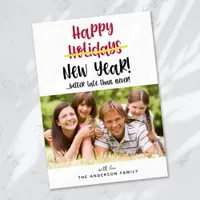 Funny Late Happy New Year Photo Holiday Card