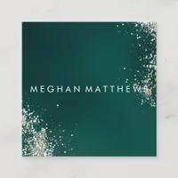 Glitter and Teal  Beauty Stylist  Square Business Card