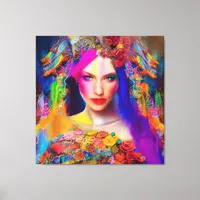 Colorful Mixed Media Fashion Model Canvas Print