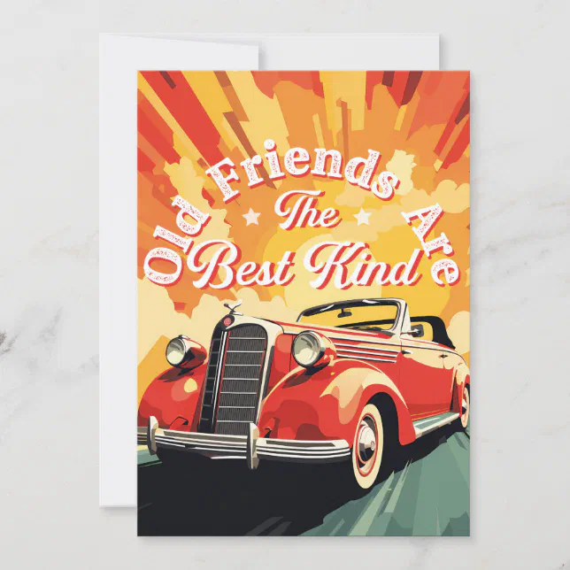 Vintage Car Old Friends Are The Best Kind Holiday Card