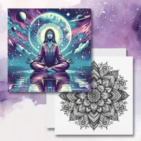 Woman Meditating Spiritual Serene Art Card