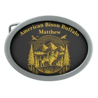 Majestic Gold Buffalo in Mountain Landscape Belt Buckle