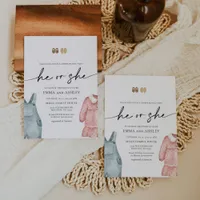 He or She Clothes Gender Reveal Invitation