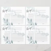 Dusty Blue Floral Recipe Cards