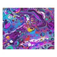Purple, Blue Colorful Marble Fluid Art   Faux Canvas Print