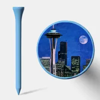 Blue Seattle Downtown Skyline Golf Tees