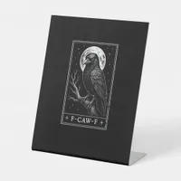 F-Caw-F Crow Card Funny Halloween Vintage Back Pedestal Sign