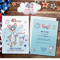 Funny Patriotic Goose Red, White and Loose Invitation