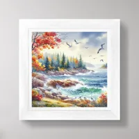 Fall Coastal Beach Art for Small Spaces Framed Art