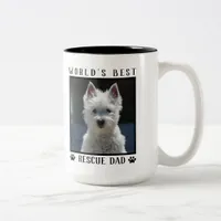 World's Best Rescue Dad Paw Prints Pet Photo Frame Two-Tone Coffee Mug
