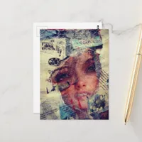 Fashion Tips Abstract Mixed Media Collage  Postcard