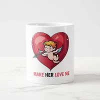 Cupid on Red Heart Giant Coffee Mug