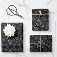 Monochrome Leaf Elegance Wrapping Paper