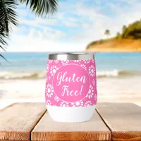 Cute Pink Floral Gluten-Free  Thermal Wine Tumbler