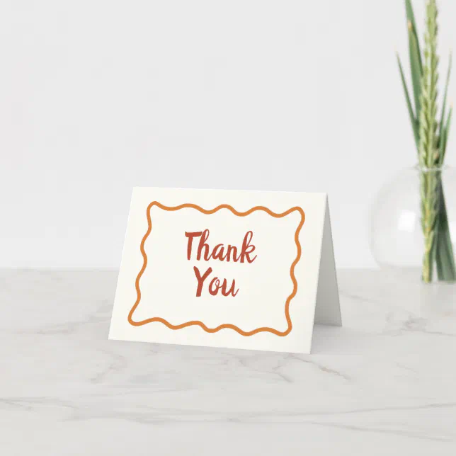 Whimsical Minimal Wavy Border Handwritten Simple Thank You Card