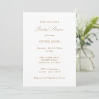 Golden Beige Script Bridal Shower Invitation