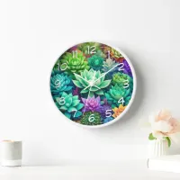 Aloe Vera and Succulents Collage Clock