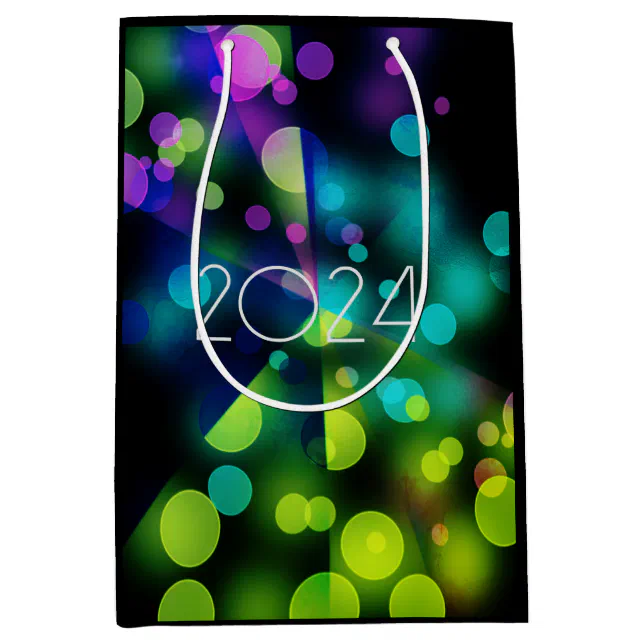 2024 new year with multicolor bubbles medium gift bag