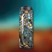 Mosaic Tile Wolf Howling at the Moon Thermal Tumbler