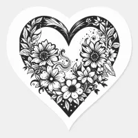 Black and White Tribal Heart Heart Sticker