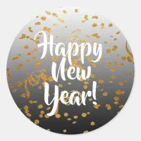 Happy New Year Gold Confetti Stickers