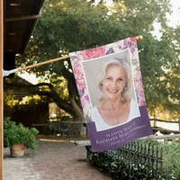 Purple Floral Peonie Photo Tribute House Flag