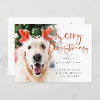 Custom Pet Photo Merry Christmas Holiday Postcard