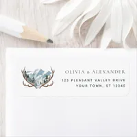 Rustic Antlers Mountain Wedding Return Address Label