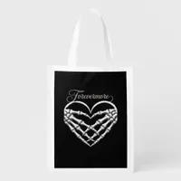 Forevermore Skeleton Hands Heart Gothic Romance Grocery Bag