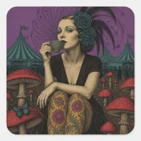 Woman Drinks Tea at the Circus