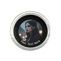 Personalized Goth Emo Rock Gothic Black Photo Ring