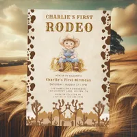 Western Cowboy First Rodeo 1st Birthday Invitation