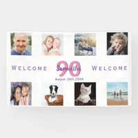 90th birthday party photo collage woman white banner