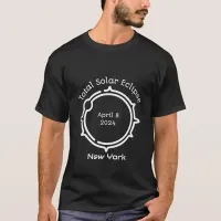 Total Solar Eclipse 2024 Modern Minimal Black  T-Shirt