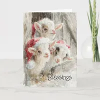 Cute Baby Goats - Snow Babies 9 Christmas Holiday Card