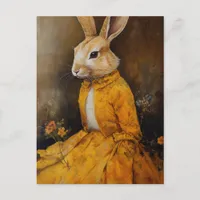 Rabbit in a floral dress postcard