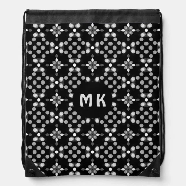 Abstract Monochrome Bokeh Dots Pattern Drawstring Bag