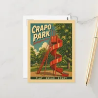 Burlington, Iowa Crapo Park Play Relax Retro Postcard