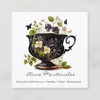  Floral Vintage Teacup Square Business Card