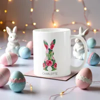 Personalized Easter Bunny Mug with Floral Design