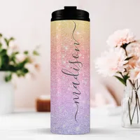 Personalized Sunset Sparkle Glitter Thermal Tumbler