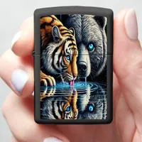 Majestic Tiger and Cosmic Bear Reflection Zippo Lighter