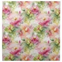 Pastel Flowers Alcohol Ink Illustration Customize Cloth Napkin