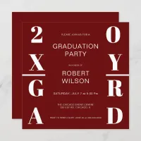 Red White Bold Typography Graduation Party Invitat Invitation